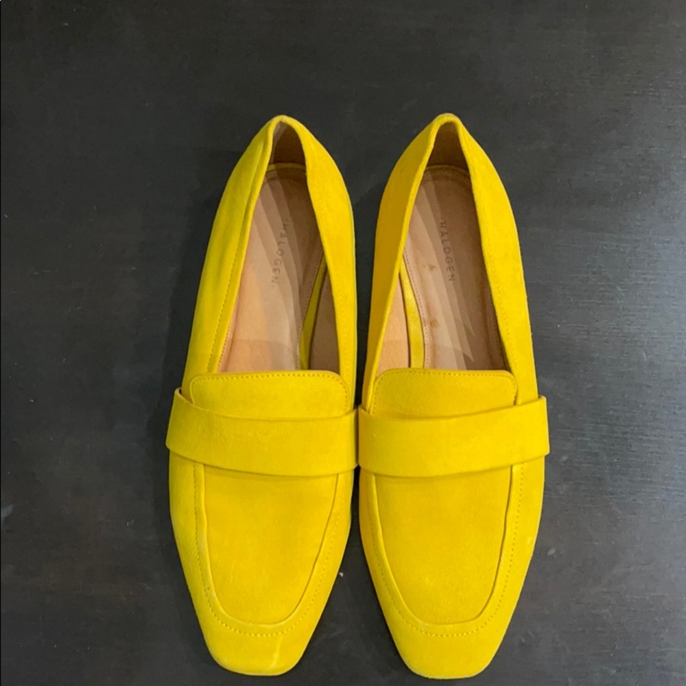 Pristine Yellow Velvet Halogen Lucy Loafers